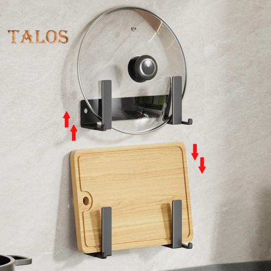 Pot Lid Storage Rack Wall-mounted No Drilling Removeable Waterproof Strong Stickiness Anti-slip Cutting Board Organizer Kitchen Wall Pot Lid Dish