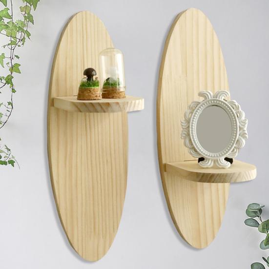 Yousheng Wooden Wall Shelf Boho Wall-mounted Storage Shelf Rustic Floating Oval Shelf Display Plants Pictures Collectibles for Living Room Bedroom