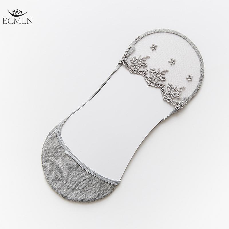 

1/4 пары женских невидимых силиконовых носков с кружевным цветком, мягкие повседневные, нескользящие, летние носки-лодочки с низким вырезом и подкладкой 1 pairs серый