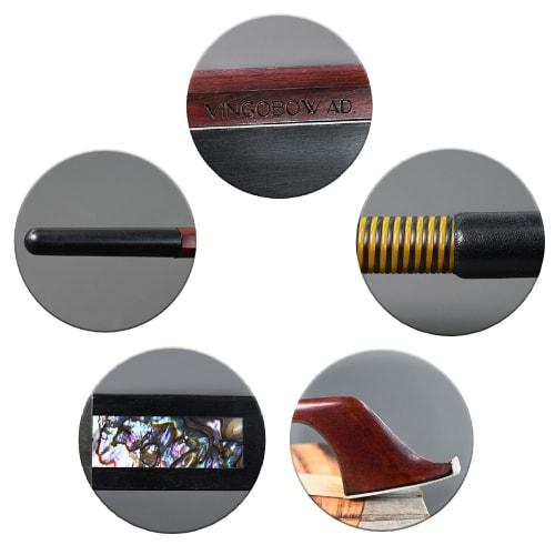 VINGOBOW German Double Bass Bow, Advanced, 1/2 Size, Pernambuco, Performance