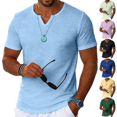 Herren Freizeit T-Shirt mit kurzen Ärmeln, V-Ausschnitt, leicht, weicher Stoff, bequeme Passform, Top für draußen und den täglichen Gebrauch