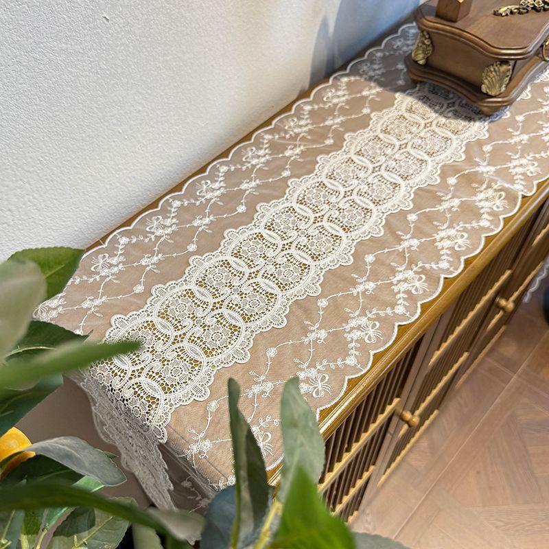 European American Light Luxury White Lace Coffee Table Long Dining Table Cover Cloth Table Flag TV Cabinet Shoe Cabinet Chest Cabinet Tablecloth