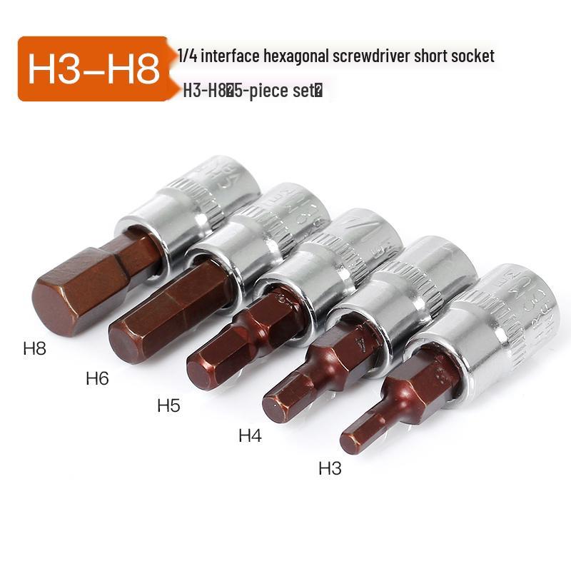 Compact T25 Torx Screwdriver Set with Hex Socket, Flower Pattern Bit