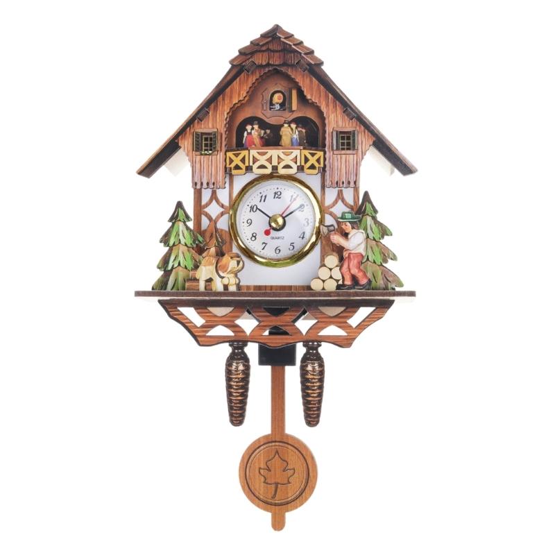 Traditionelle Kuckuckswanduhr aus Holz für Wohnzimmer mit leisem Uhrwerk Dekorative Wanduhr Genaue Uhrwerke