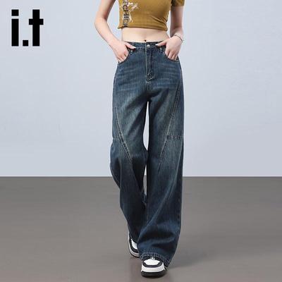 Izzue it Damen Retro Gewaschene Straight Leg Jeans
