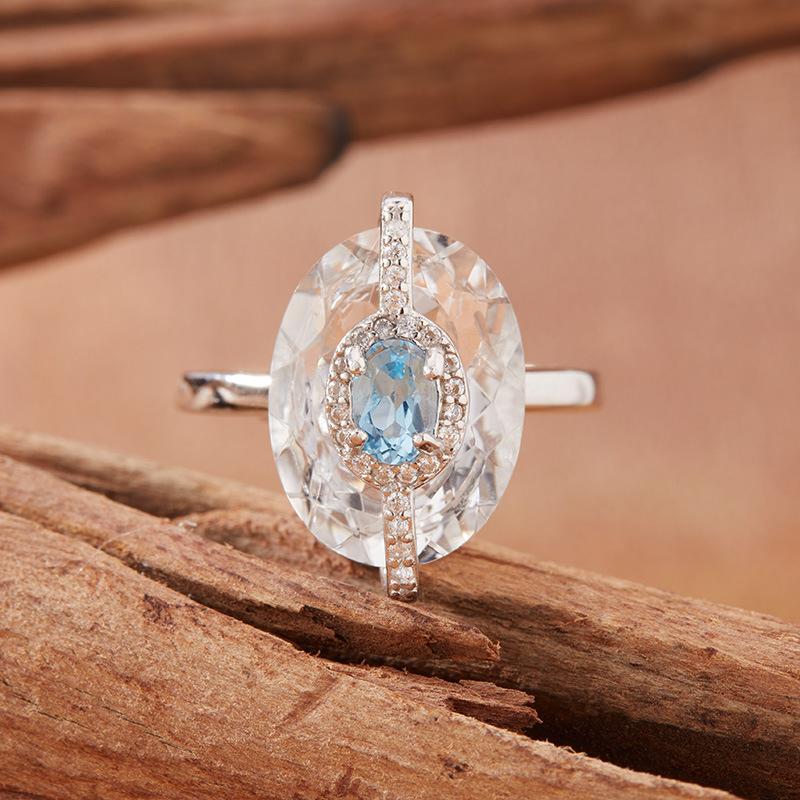S925 Sterling Silver Natural Tanzanite White Crystal Colored Treasure Necklace Women'S Niche Design High-End Pendant