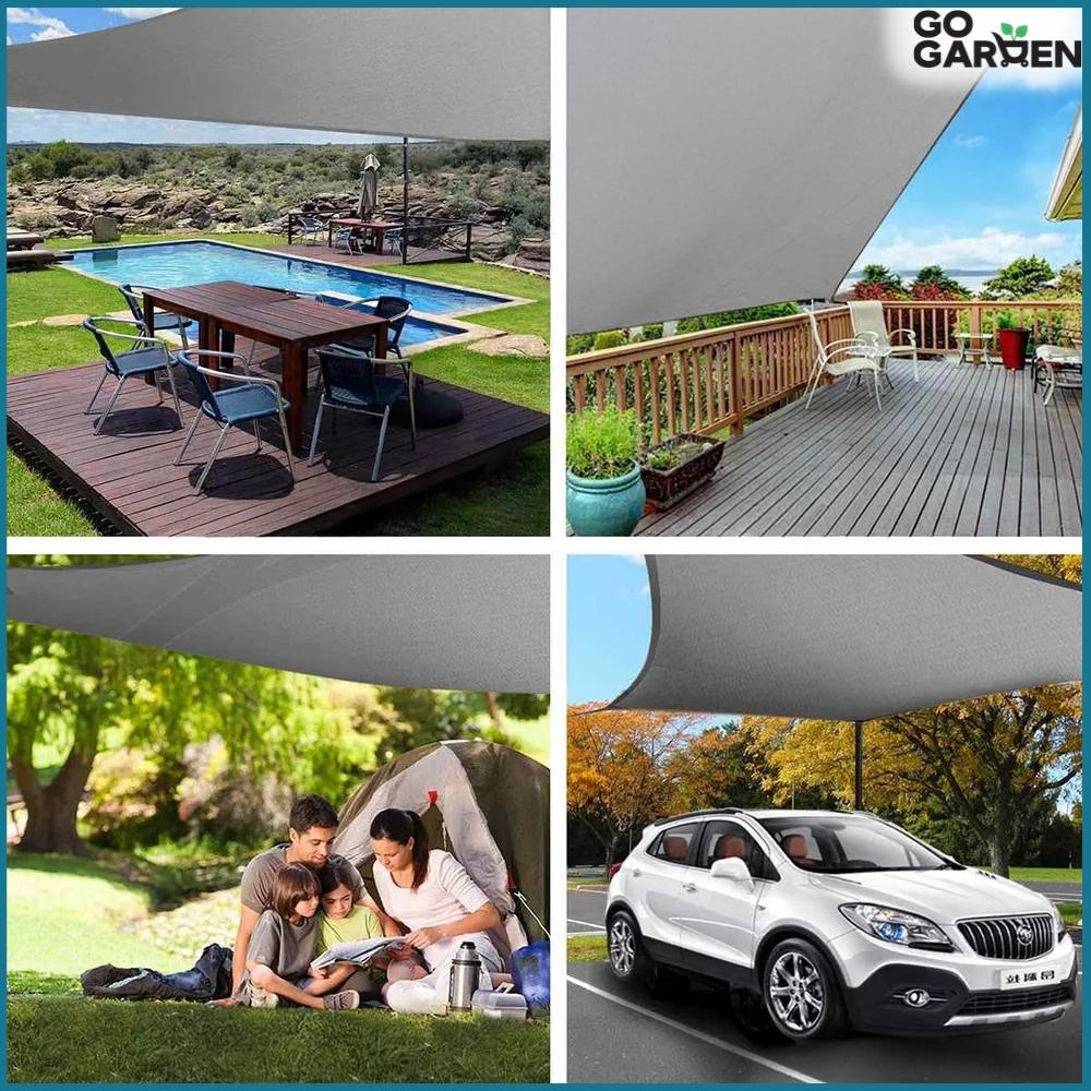 Sunshade Terrace Balcony Protective Shade Sail Gray Canopy with Handles 4x6 M