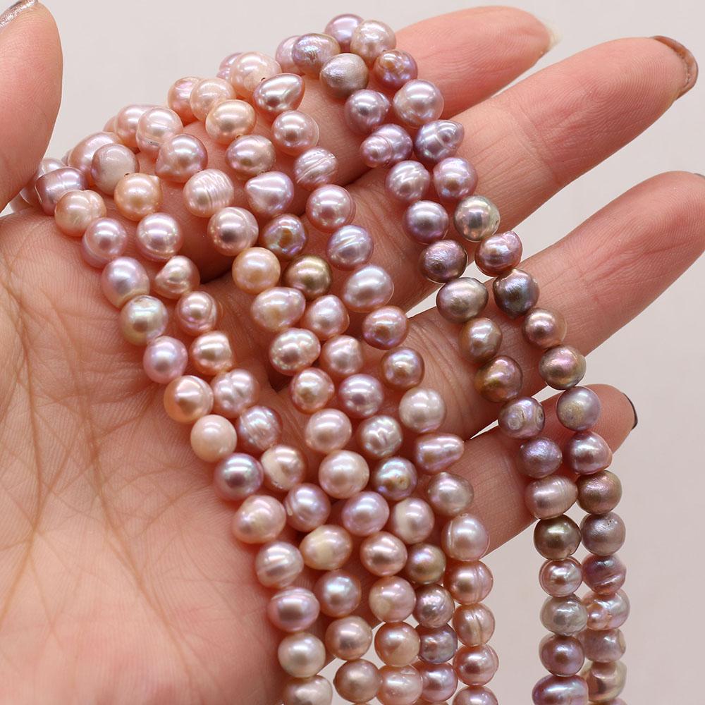 1String, Natural Freshwater Pearls, Subcircle Pearl Beads, 6-7 Mm, for DIY Necklace Bracelet, Jewelry Making, Women Birthday Party Crafts, 36cm