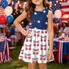 Girls' Summer Princess Dress - A-Line Vest Splice Dress Independence Day