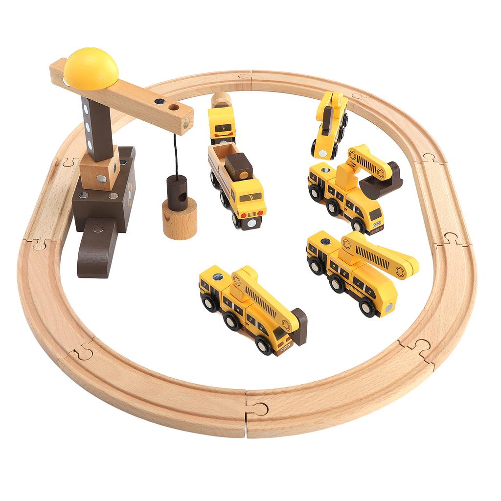 Magic Wooden Railway Vehicle Playset Educational Exercise Imagination Wooden Train Set