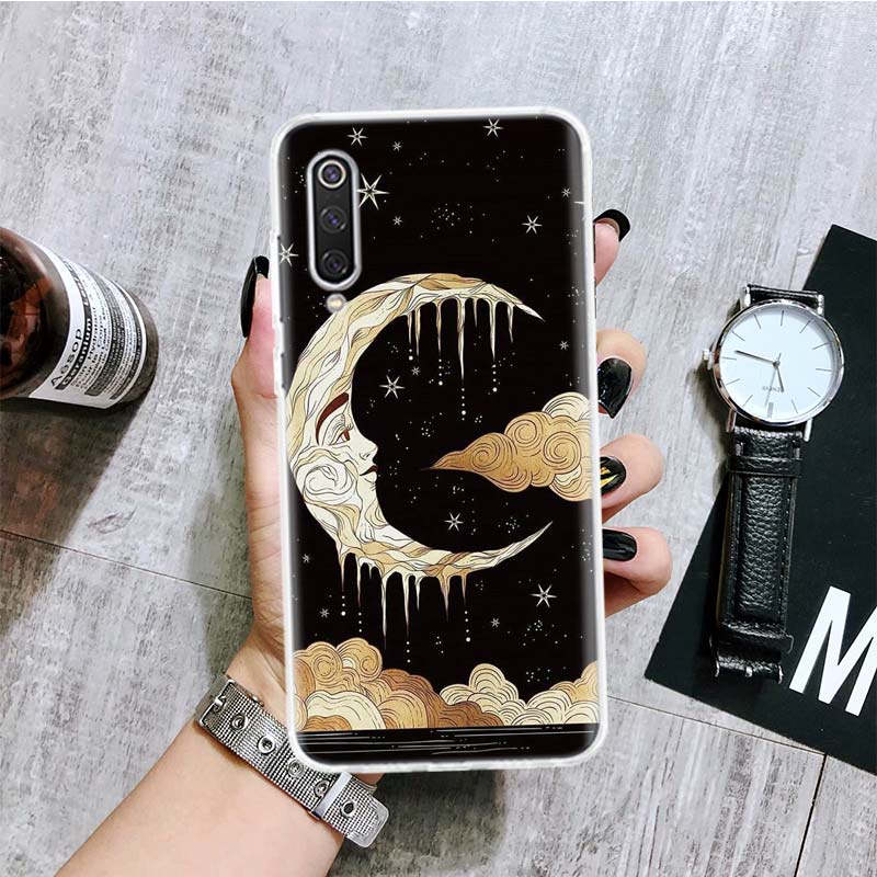 Funny Sun Moon Face Phone Case For Xiaomi Redmi Note 10 9 8 11 Pro 11T 11S 10S 9S 9A 9C 9T 8T 8A 7 7A 5 Art Pattern Cover Coque
