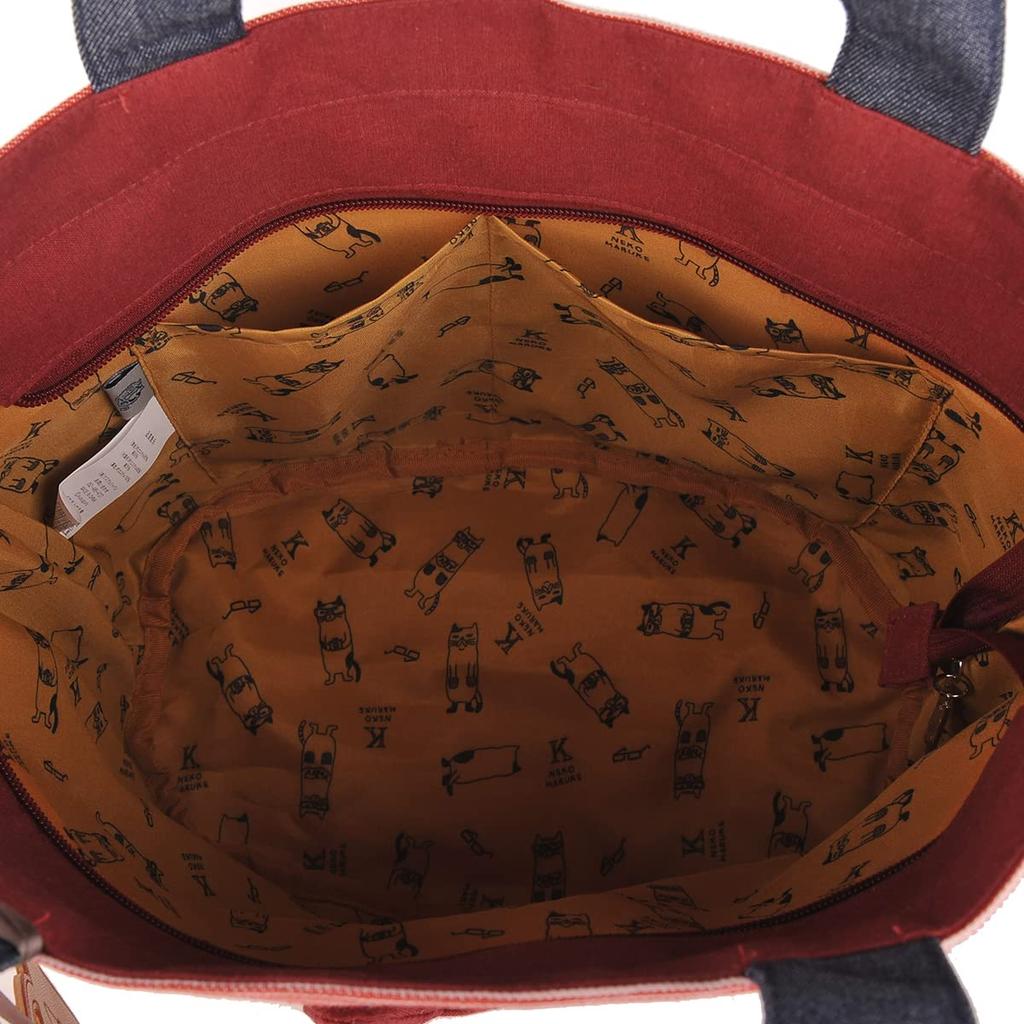 Nekomaruke Basket Tote Bag Red