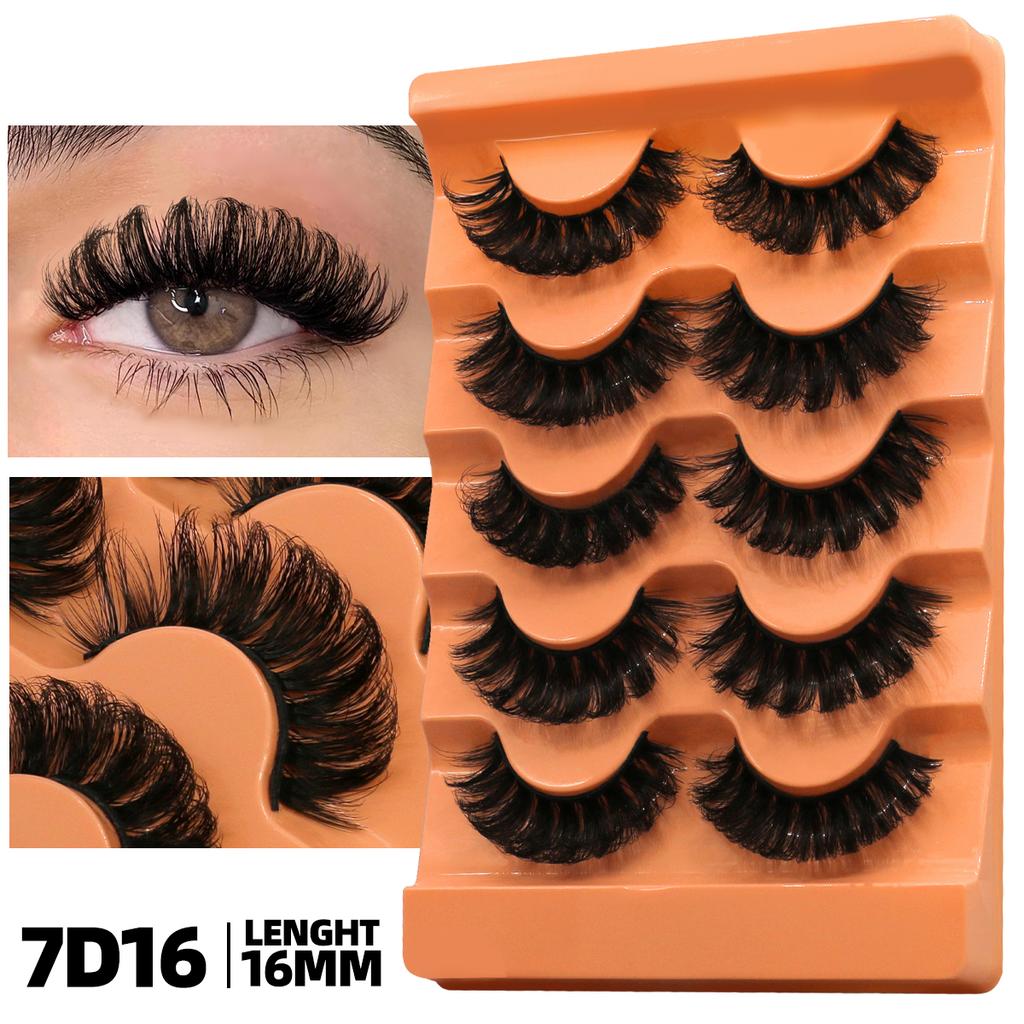 Fluffy Mink Lashes 5/7 Pairs Eyelashes Faux Mink Eyelashes Long Lasting Dramatic Volume Lashes Extension Thick Long