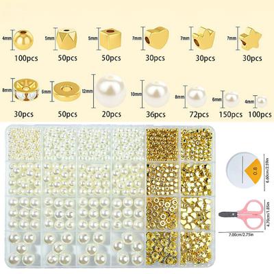 Goldene Abstandshalter Perlen Für Armbänder Herstellungskit Sortiert DIY Perlen Acryl Alphabet CCB Perlen Kit Für Schmuckherstellung Zubehör