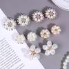 2Pcs Irregular Baroque Pearls Button Covers Luxury Rhinestones Flower Cufflinks Button Pins Shirt Decoration