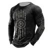 Graficzny Viking Projektant Mody Casual Męski T-shirt z Nadrukiem 3D z Długim Rękawem Koszulka z Okrągłym Dekoltem Wiosenna Odzież