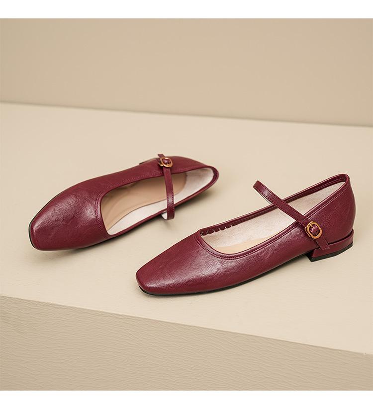 Women's High Heels French Retro Mary Jane Shoes Women's Spring Summer New Simple Small Leather Shoes Flat Bottomed Women's Shoes