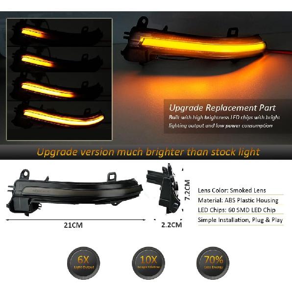 D-Lumina Dynamic LED Side Mirror Sequential Turn Signal Lights Smoked Lens for BMW 1 2 3 4 Series F20 F21 F22 F23 F87 F30 F31 F34 F35 F80 F32 F33 F36