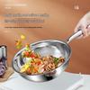 30cm Non-stick Stainless Steel Flat Bottom Stir-fry Pan with Lid