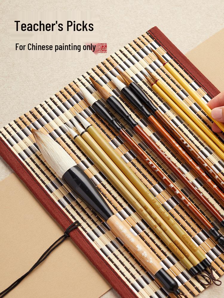 Liupintang Professional Chinese Painting Brush Set - Mixed Sheep Hair, White Cloud Outlining, Full Set for Beginners