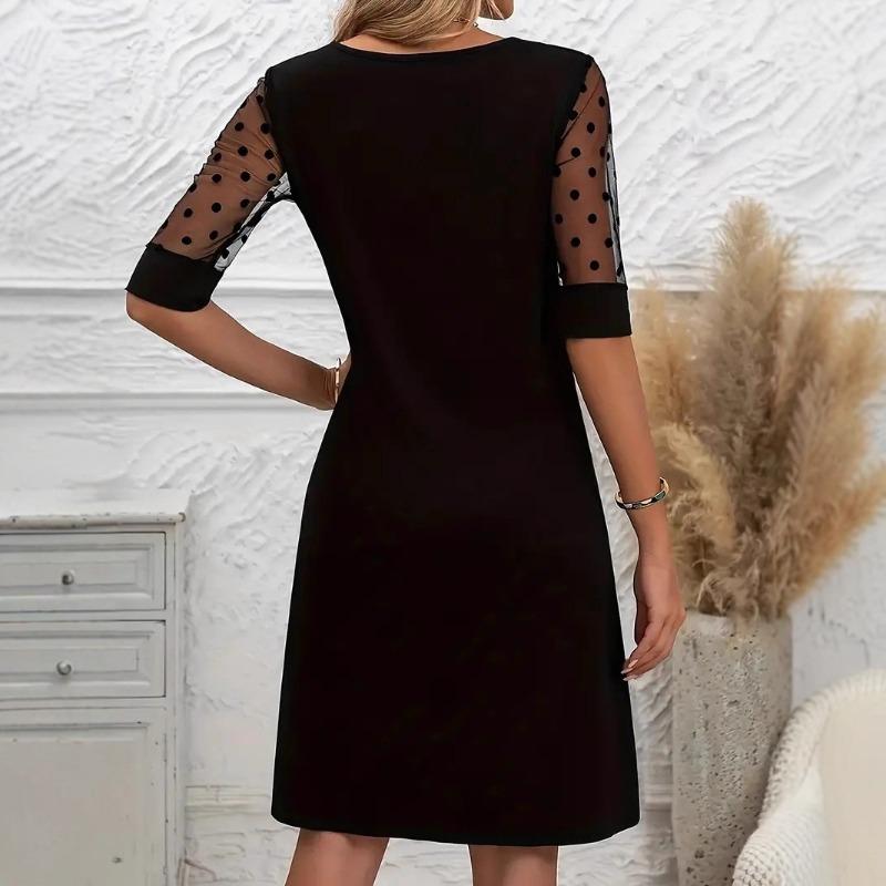 Women's Fashion Summer Spring Love Letter Print 1/2 Sleeves O-Neck High Waist Casual Dresses