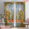 2pcs,2D Plane Printing Popular Curtain Panels Christmas Tree Xmas New Year Versatile Durable Polyester (without Rod) Festive for