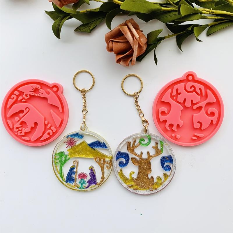 DIY Christmas Keychain Silicone Epoxy Mold DIY Keychain Pendant Jewelry Crafting Mould for Christmas Love Gift Craft