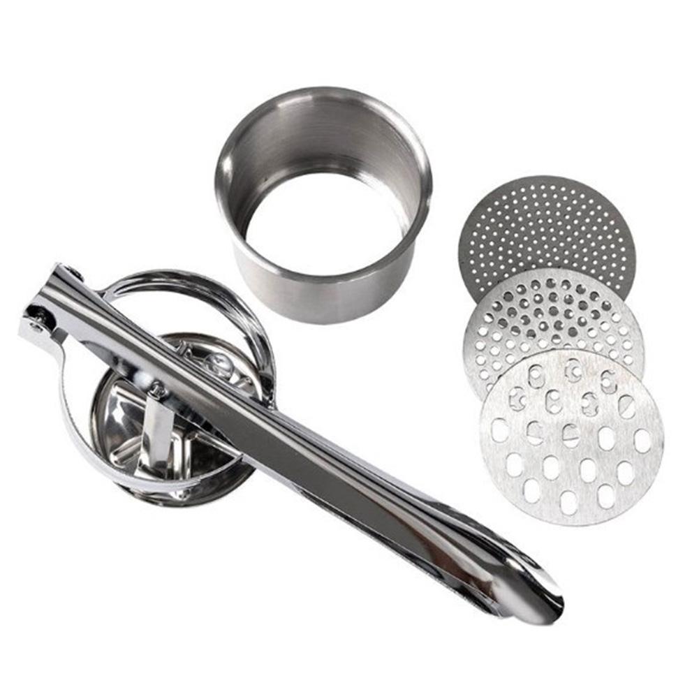 Stainless Steel Potato Ricer And Masher For Potatoes Fruits Yams Squash Baby Food With 3 Interchangeable Fineness Discs