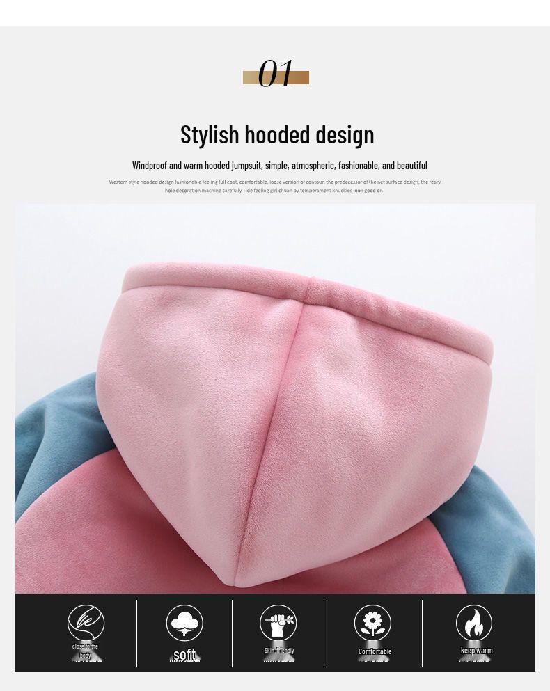 Girls' Velvet Fleece-Lined Sweatshirt & Pants Set - Thick, Double-Sided, Casual Sportswear for Spring To Winter