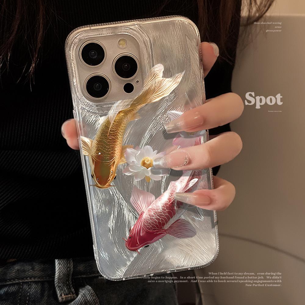 Koi Good Luck pattern Phone Case For iPhone 17 Pro 15 16 14 13 12 11 Pro Max 17e 16e 8 7 Plus XR XS X Sliver Soft Drop Cover