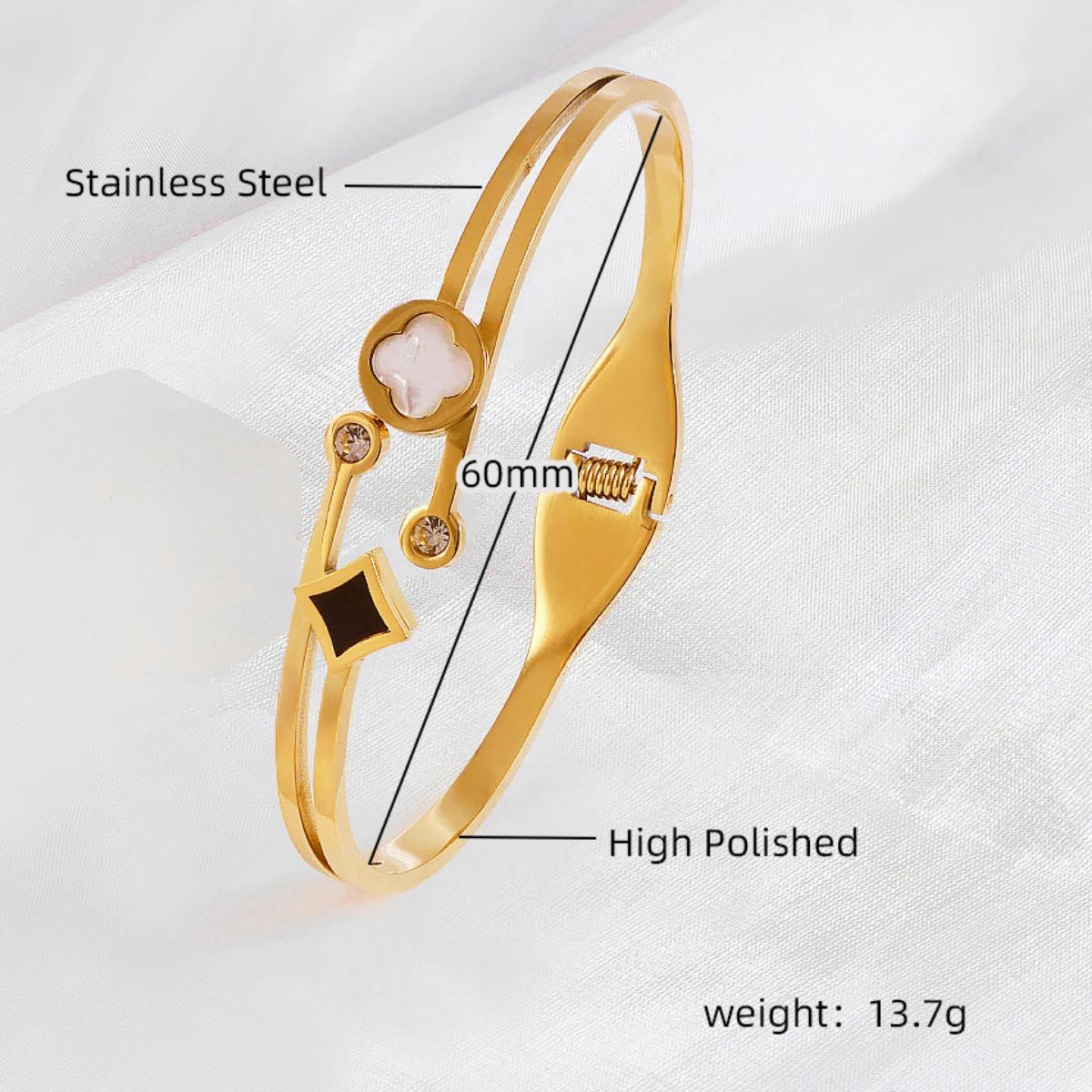 

Модный женский браслет не потеряет цвет старший браслет из титановой стали Sense Clover открытый регулируемый браслет 18K