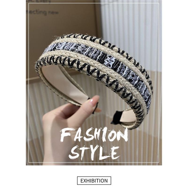 Bohemian Woven Wide Headband for Women, Vacation Style Non-slip Hair Hoop, Colorful Stitching Hairband for Washing Face & Daily Use