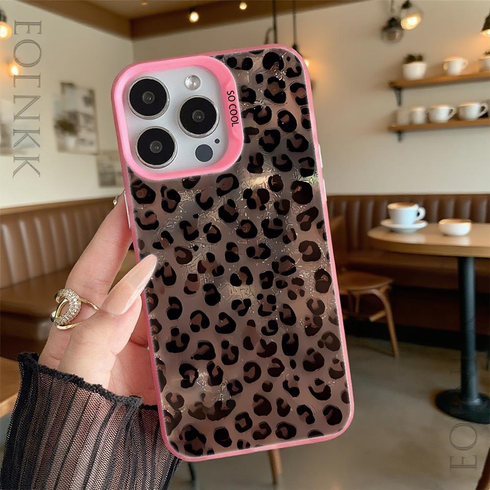 Leopard Print Shockproof Phone Case for Iphone 16 15 14 13 12 11 Pro Max/Mini Anti-Scratch Premium Hard Cover