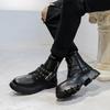 Stivali Alti Martin Neri Personalità Stile Britannico Autunno Zip Stivaletti a Mezza Gamba Piattaforma Stivali da Motociclista