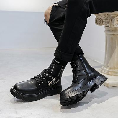 Stivali Alti Martin Neri Personalità Stile Britannico Autunno Zip Stivaletti a Mezza Gamba Piattaforma Stivali da Motociclista
