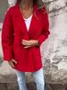 2024 Women's European & American Solid Color Lapel Pocket Cardigan Mid-length Coat for Autumn & Winter