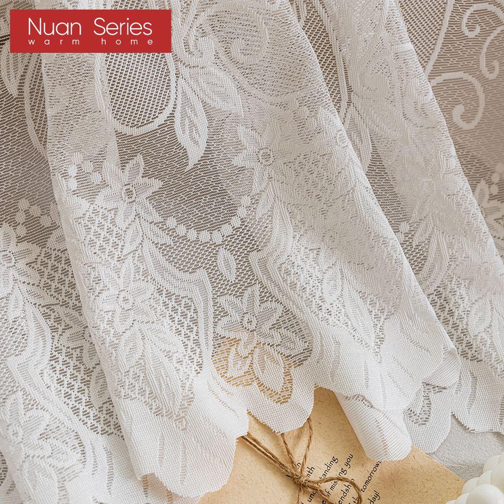 1 Stück Nuan Serie Französischer Retro Spitzen-Kurzvorhang, Rustikaler Stil, Leichter Voile-Vorhang für Wohnzimmer Küchenschrank Fenster Heimdekoration