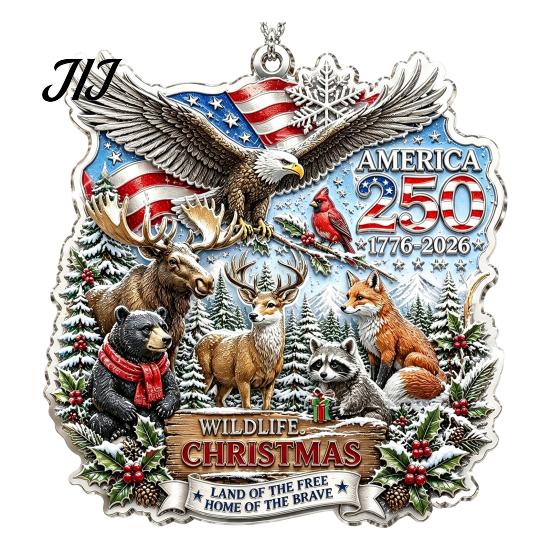 Patriotic Christmas Tree Snowflake Ornaments 250 Anniversary USA Ornament, United States 1776-2026 250th Holiday Gift for Family Friends Keepsake,