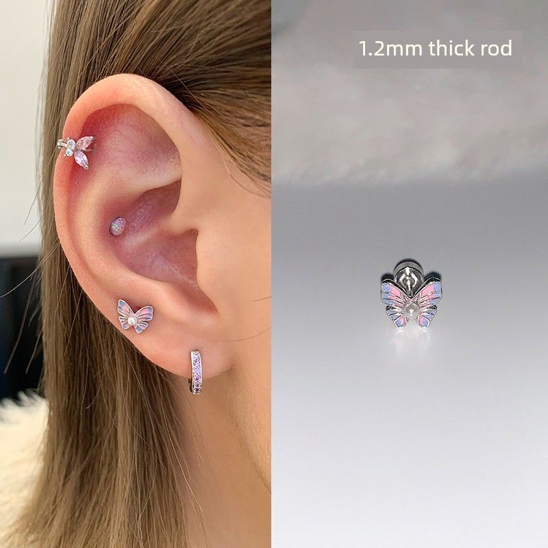 Ear Bone Nail Ear Bone Ring Medical Titanium Steel Ear Studs Ear Hole Titanium Alloy Female Ear Worm Nail Edge Unique Earrings Earrings
