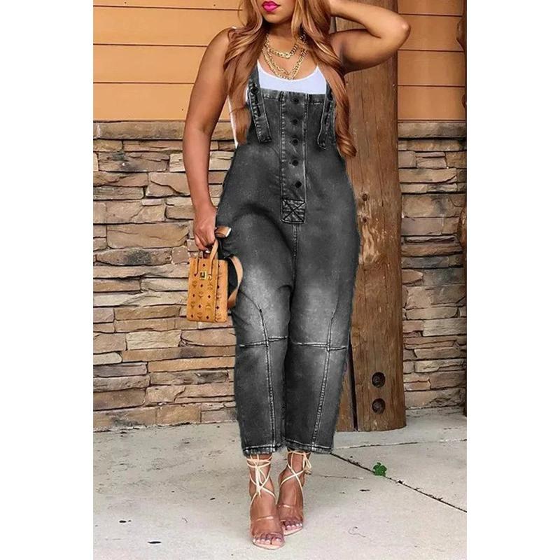 Fashion and Casual One-piece Shoulder Strap Jeans for Women