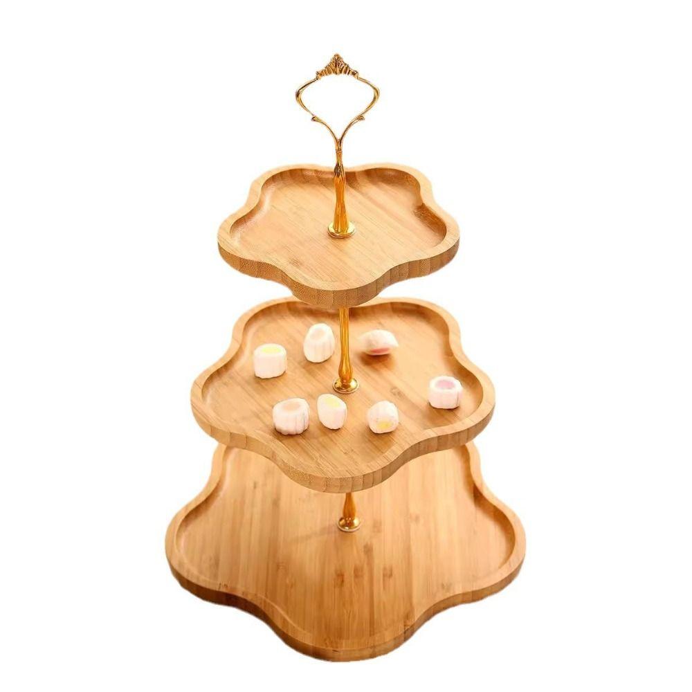 2/3Layer Snack Storage Plate Bamboo Dried Fruit Basket Simple Candy Dessert Tray Coffee Table