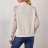 Women's Lace,trimmed Long,sleeved Baseball Collar Jacket/coat