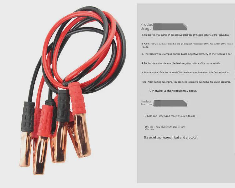 500A připojovací kabel pro vysoce odolnou autobaterii s ohnivzdornou svorkou