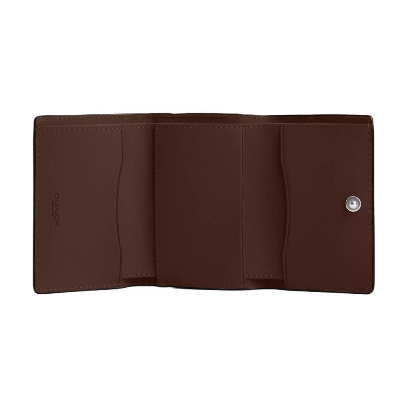 COACH Micro 11 brand logo snap closure pebbled leather wallet regular women's maple color maple color