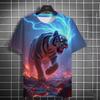 Animal Men's T-shirt 3d Tiger Print Men's Tops Casual Short Sleeve Simple T-shirt Summer Round Neck T-shirt Men's Ultra Clothing