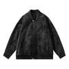 Mens Plus Size PU Leather Jacket Stand Collar Casual Flight Style Outerwear