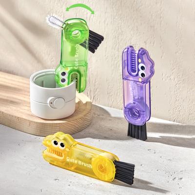 Cleaning Brush with High-Density Bristles Portable Compact Design 3 In 1 Multi-Function Anti-Slip Handle Tea Stain Remover Brush