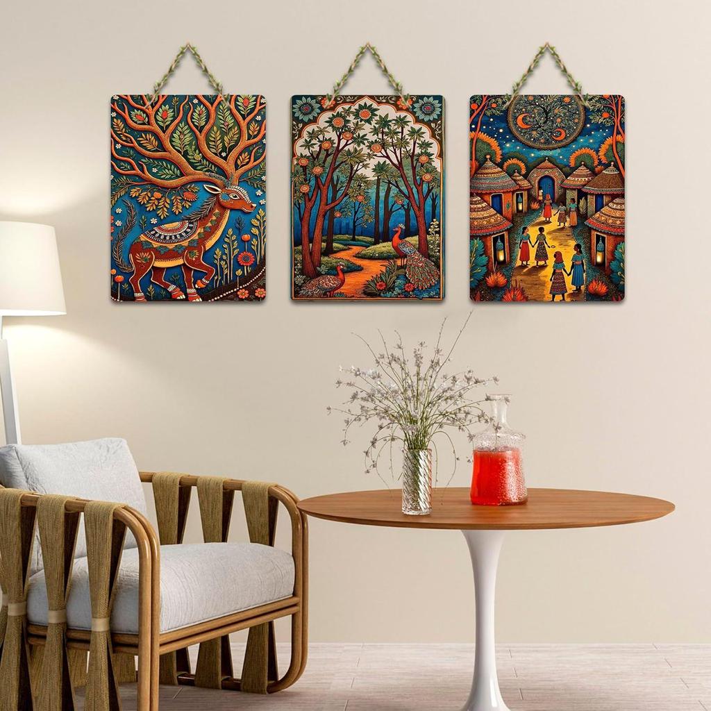 Artvibes Nature & Hummingbird Wooden Wall Hanging for Home Decoration | Handcrafted Art | Mdf| Paintings