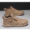Men's Lightweight Leather Slip-On Sport Shoes, Spring/Autumn, Zipper Design, Fashion Trend