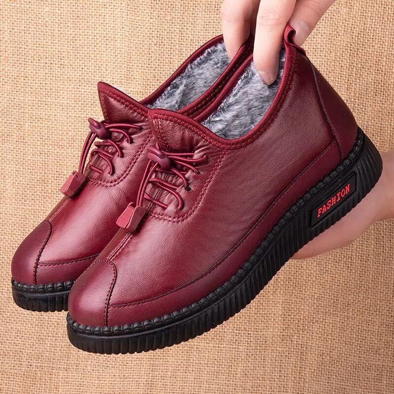 Beijing Old Cloth Shoes Women's Cotton Shoes Winter Velvet Thickened Warm One Pedal Comfortable Leisure Middle-aged and Elderly Shoes
